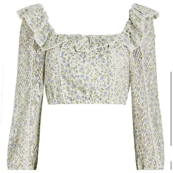 LoveShackFancy Dorabella Lace-Trimmed Floral Top - Picture 5 of 10